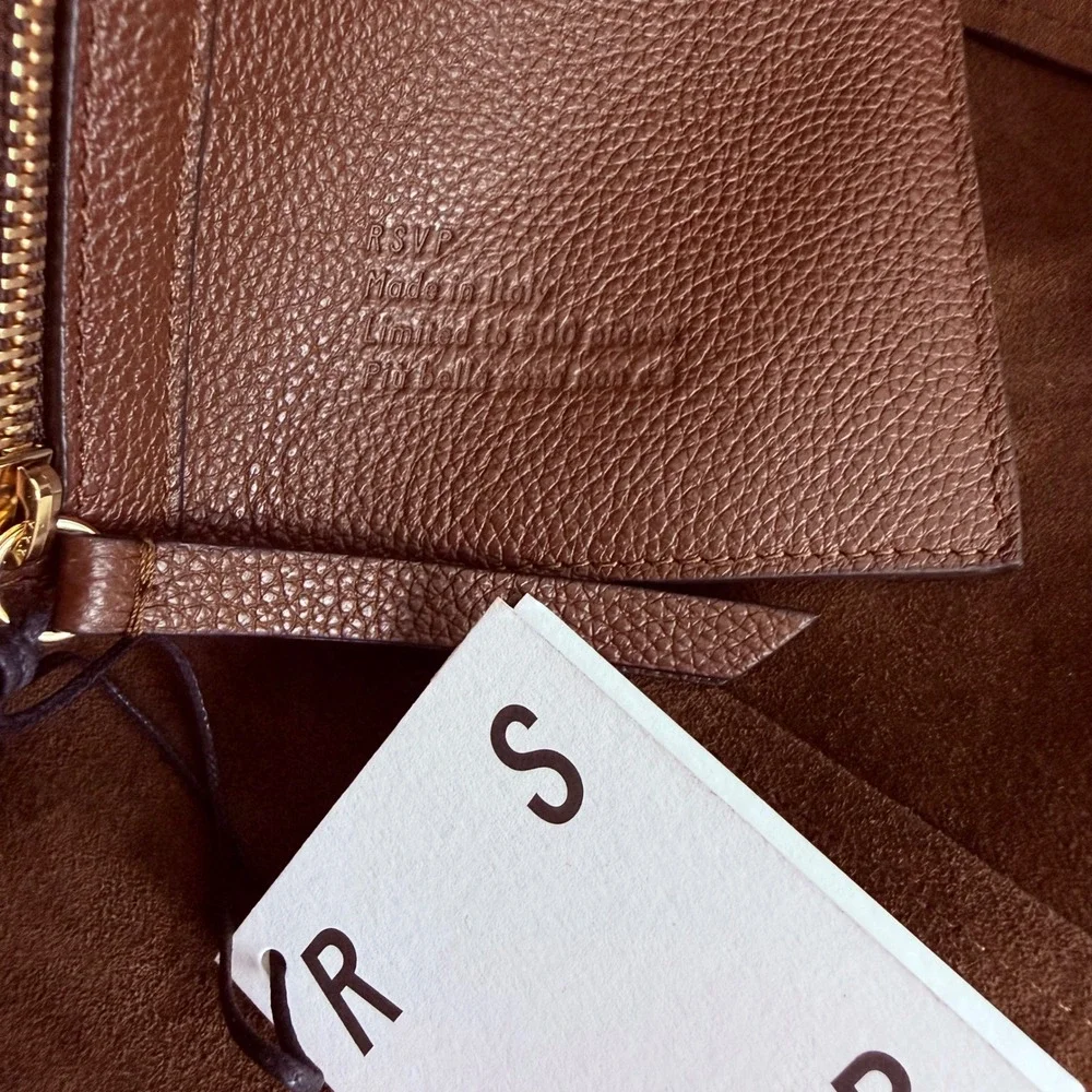 RSVP Paris Parachute Small Tote Bag Womens Brown Grained Calfskin Leather NWT